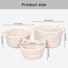 Nikcorp Ukrasne košare u obliku mačjih ušiju, set 3 komada, pamučno uže, košarice za odlaganje i organizaciju dječje sobe, bež-sive
