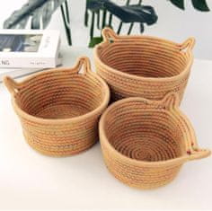 Nikcorp Ukrasne košare u obliku mačjih ušiju, set 3 komada, pamučno uže, košarice za odlaganje i organizaciju dječje sobe, bež-sive