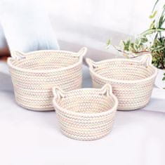 Nikcorp Ukrasne košare u obliku mačjih ušiju, set 3 komada, pamučno uže, košarice za odlaganje i organizaciju dječje sobe, bež-sive