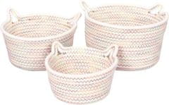 Nikcorp Ukrasne košare u obliku mačjih ušiju, set 3 komada, pamučno uže, košarice za odlaganje i organizaciju dječje sobe, bež-sive