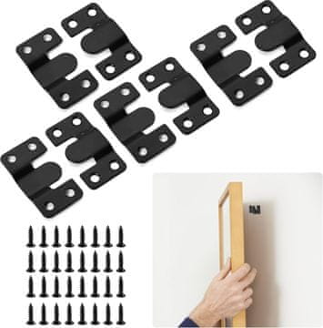 Nikcorp Namještajne kuke za slike, ogledala i plakate, Z-držači od nehrđajućeg čelika, crni, set 8 komada s vijcima, bešavna montaža