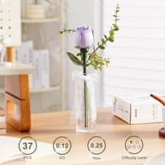 Nikcorp Set 3D kockica Umjetno cvijeće Ruža i lavanda, DIY kreativni buket za sastavljanje, dekoracija za dom i ured, idealan poklon