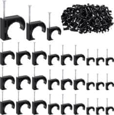 Nikcorp J-obujmice s čavlom za PEX cijevi i kabele, 1 inč, crne, set od 50 komada, držači za vodovodne i električne instalacije