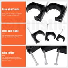 Nikcorp J-obujmice s čavlom za PEX cijevi i kabele, 1 inč, crne, set od 50 komada, držači za vodovodne i električne instalacije