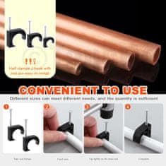 Nikcorp J-obujmice s čavlom za PEX cijevi i kabele, 1 inč, crne, set od 50 komada, držači za vodovodne i električne instalacije