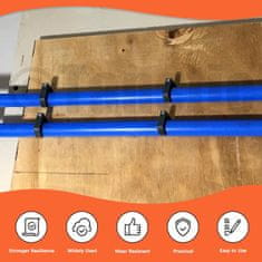 Nikcorp J-obujmice s čavlom za PEX cijevi i kabele, 1 inč, crne, set od 50 komada, držači za vodovodne i električne instalacije