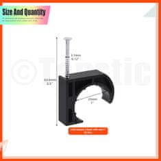 Nikcorp J-obujmice s čavlom za PEX cijevi i kabele, 1 inč, crne, set od 50 komada, držači za vodovodne i električne instalacije