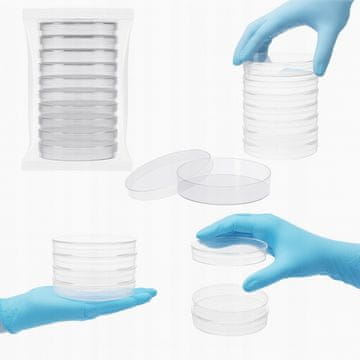 Nikcorp Petrijeve zdjelice laboratorijske 60 x 15 mm s ventiliranim poklopcem, prozirna plastika, set od 10 komada za uzgoj