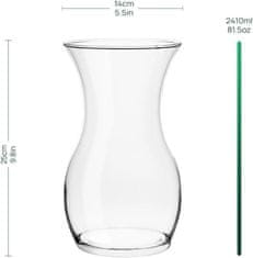 Nikcorp Staklena vaza za cvijeće dekorativna 2.4 L velika 25x14 cm prozirna od kvalitetnog stakla rustikalnog oblika za bukete