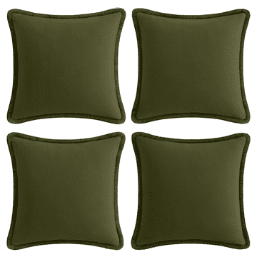 Nikcorp Pamučne dekorativne jastučnice 50x50 cm, set od 4 komada, maslinasto zelene s resicama, boho stil, 100% pamuk