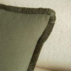 Nikcorp Pamučne dekorativne jastučnice 50x50 cm, set od 4 komada, maslinasto zelene s resicama, boho stil, 100% pamuk