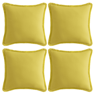 Nikcorp Ukrasne jastučnice 55x55 cm, set 4 komada, pamučne, žute s resicama, boho stil, 100% pamuk, dekorativne navlake za jastuke