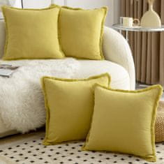 Nikcorp Ukrasne jastučnice 55x55 cm, set 4 komada, pamučne, žute s resicama, boho stil, 100% pamuk, dekorativne navlake za jastuke
