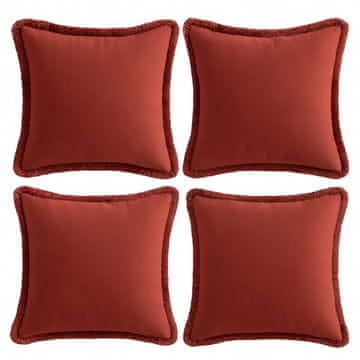 Nikcorp Jastučnice s resicama pamučne boho crvene 50 x 50 cm, set od 4 komada, dekorativne navlake za jastuke, meki pamuk