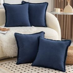 Nikcorp Jastučnice dekorativne pamučne 65x65 cm, set od 4 komada, tamnoplave, boho stil s resicama, 100% prirodni pamuk