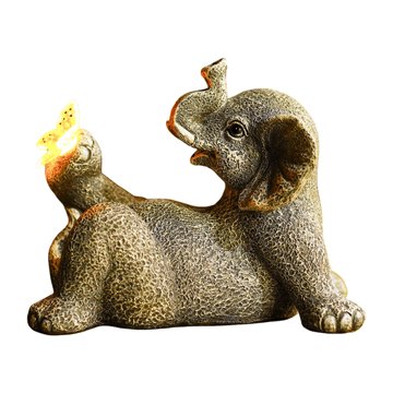 Nikcorp Solarna LED vrtna lampa slon, ukrasna figurica od smole, siva, vodootporna, za vrt i balkon, automatsko paljenje