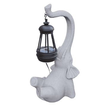 Nikcorp Solarna LED vrtna lampa figura slona od smole, siva, vodootporna dekoracija s automatskim paljenjem za vrt i terasu, LED rasvjeta