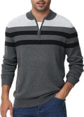 Nikcorp Muški pamučni džemper s patentnim zatvaračem, sivi, elegantan pleteni dizajn, podignuti ovratnik, pamuk, veličina XL