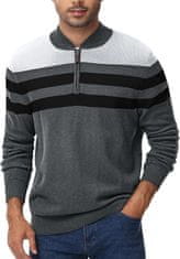 Nikcorp Muški pamučni džemper s patentnim zatvaračem, sivi, elegantan pleteni dizajn, podignuti ovratnik, pamuk, veličina XL