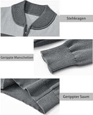 Nikcorp Muški pamučni džemper s patentnim zatvaračem, sivi, elegantan pleteni dizajn, podignuti ovratnik, pamuk, veličina XL