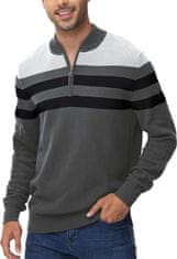 Nikcorp Muški pamučni džemper s patentnim zatvaračem, sivi, elegantan pleteni dizajn, podignuti ovratnik, pamuk, veličina XL