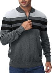 Nikcorp Muški pamučni džemper s patentnim zatvaračem, sivi, elegantan pleteni dizajn, podignuti ovratnik, pamuk, veličina XL