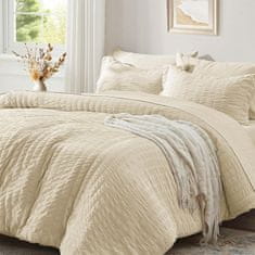 Nikcorp Posteljina 155x220 cm krep mikrovlakna, dvostrana bež-khaki, set s jastučnicama, lagana i prozračna, s patentnim zatvaračem