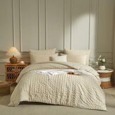 Nikcorp Posteljina 155x220 cm krep mikrovlakna, dvostrana bež-khaki, set s jastučnicama, lagana i prozračna, s patentnim zatvaračem