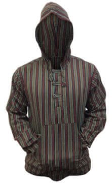 Nikcorp Muška pamučna košulja s kapuljačom na pruge, zeleni mix, lagana boho majica dugih rukava za festivale, veličina L