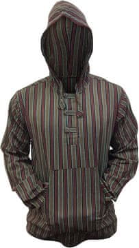 Nikcorp Muška prugasta košulja s kapuljačom, 100% pamuk, zeleni mix, veličina M, lagana boho majica dugih rukava za svaki dan
