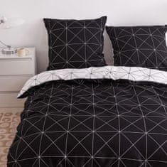 Nikcorp Posteljina od mikrovlakana 135x200 cm, crno-bijeli karirani uzorak, set s jastučnicom 80x80 cm, dvostrana, patentni zatvarač