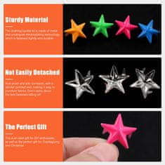 Nikcorp Metalne zakovice zvjezdice, šarene, 15 mm, set 151 komad, za ukrašavanje odjeće, obuće i kože, s iglom i kutijom