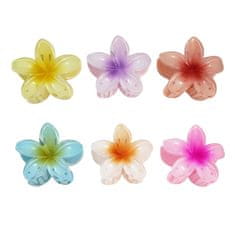 Nikcorp Kvačica za kosu štipaljka u obliku cvijeta set 6 komada, havajska plumerija od akrila, snažno držanje, 8,5 cm, višebojne