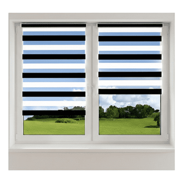 Nikcorp Dvostruka roleta Dan i Noć bez bušenja, bijelo-crna, 120 x 130 cm, Klemmfix neinvazivna montaža na prozor, lančani mehanizam