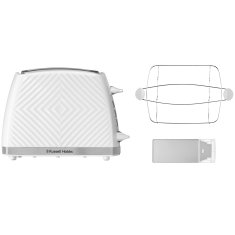 Russell Hobbs Bijeli teksturirani toster 850 W za 2 kriške s 6 razina