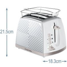 Russell Hobbs Bijeli teksturirani toster 850 W za 2 kriške s 6 razina