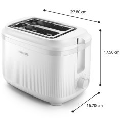 Philips Bijeli toster 900 W za 2 kriške s 8 razina pečenja