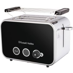 Russell Hobbs Crni retro toster za 2 kriške s dugim utorima i 6 razina