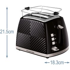Russell Hobbs Crni teksturirani toster 850 W za 2 kriške s 6 razina