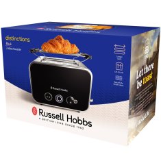 Russell Hobbs Crni retro toster za 2 kriške s dugim utorima i 6 razina