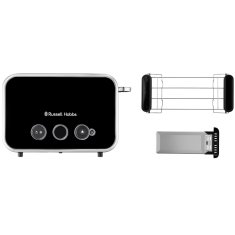 Russell Hobbs Crni retro toster za 2 kriške s dugim utorima i 6 razina