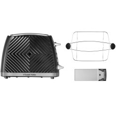 Russell Hobbs Crni teksturirani toster 850 W za 2 kriške s 6 razina