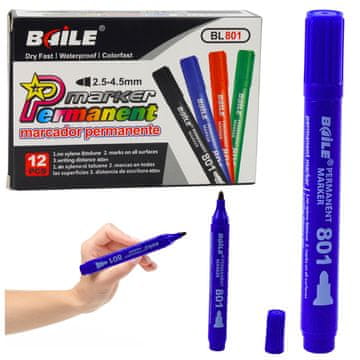 Marker LEAN Permanentni marker, plavi, vodootporni, 2,5-4,5 mm