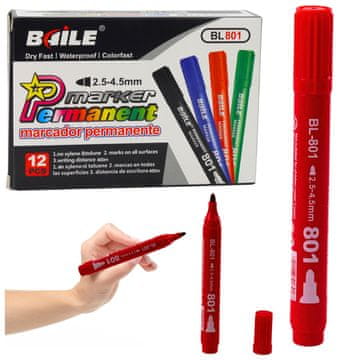 Marker LEAN Permanentni marker, crveni, vodootporni, 2,5-4,5 mm