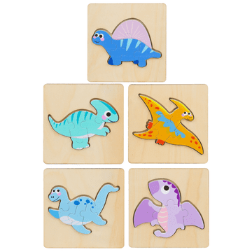 slomart Drvena slagalica, puzzle dinosauri, 11x11 cm (mix)