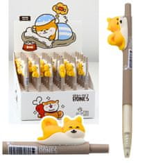 slomart Gel olovka s figurom psa Shiba (žuta), plavi uložak, 0.5mm