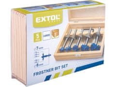 Extol Craft Rezači-vezači čvorova 902003 glodalo, za drvo s graničnikom dubine, set od 5 komada, 15-20-25-30-35 mm, s SK oštricama