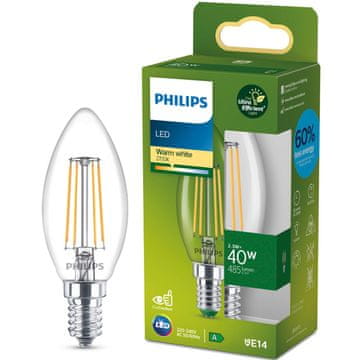 Philips LED E14 svijeća B35 2.3W 485lm 2700K prozirno staklo