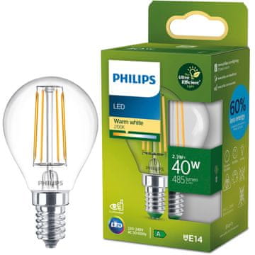 Philips LED E14 kuglasta P45 2.3W 485lm 2700K prozirno staklo