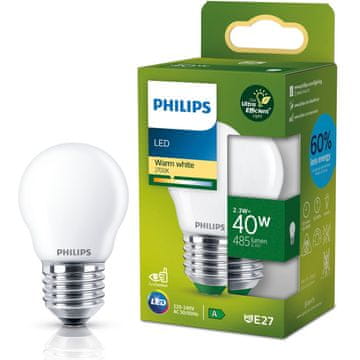 Philips LED E27 kuglasta P45 2.3W 485lm 2700K matirano staklo
